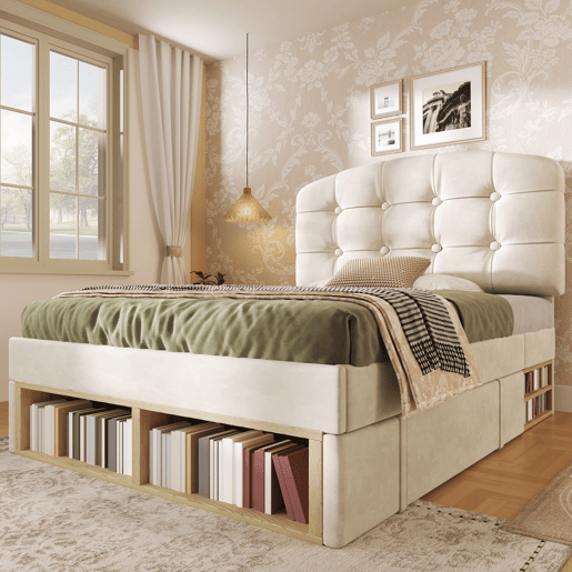 Cama de solteiro de veludo 90x200 cm,bege