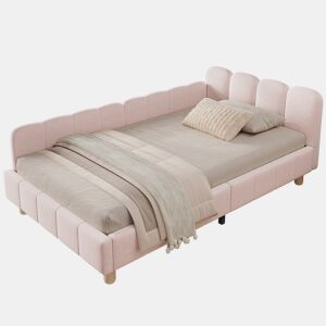 Cama de solteiro de veludo 90x200 cm,rosa