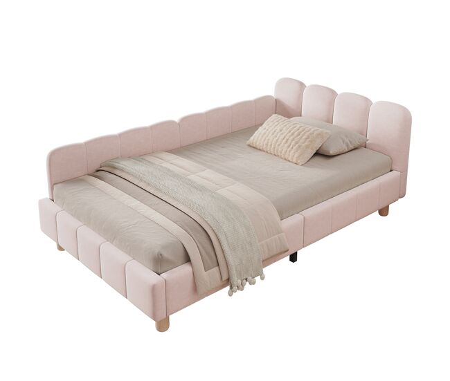 Cama individual de terciopelo 90x200 cm,rosa