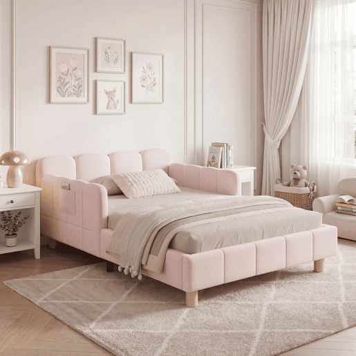 Cama de solteiro de veludo 90x200 cm,rosa Cama de solteiro de veludo 90x200 cm,rosa