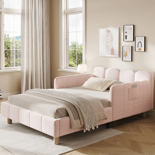Cama de solteiro de veludo 90x200 cm,rosa Cama de solteiro de veludo 90x200 cm,rosa