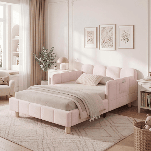 Cama de solteiro de veludo 90x200 cm,rosa Cama de solteiro de veludo 90x200 cm,rosa