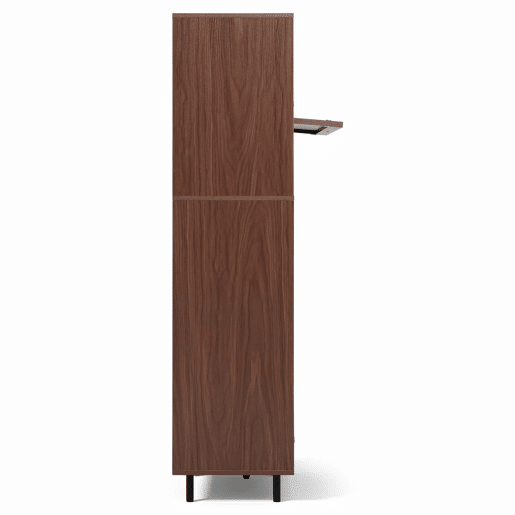 Armário alto 80 x 40 x 163 cm - 5 portas basculantes, rattan, madeira com pés de metal, grande espaço de arrumação, sala, corredor, cozinha - nogueira