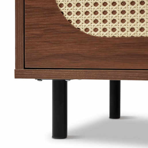 Armário alto 80 x 40 x 163 cm - 5 portas basculantes, rattan, madeira com pés de metal, grande espaço de arrumação, sala, corredor, cozinha - nogueira