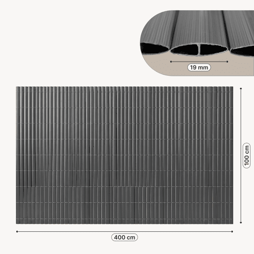 Tapete de privacidade para jardim Cefalu PVC 100x400cm 19 mm Antracite casa.pro