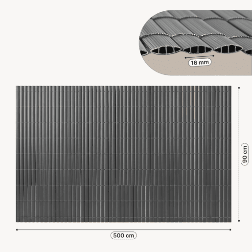 Tapete de privacidade para jardim Cefalu PVC 90x500cm 16 mm Antracite casa.pro