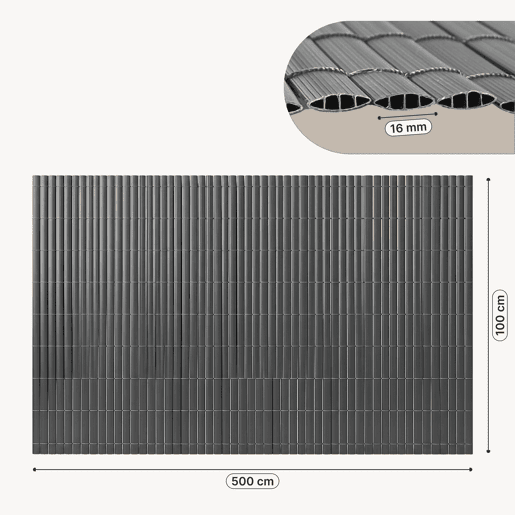Tapete de privacidade para jardim Cefalu PVC 100x500cm 16 mm Antracite casa.pro