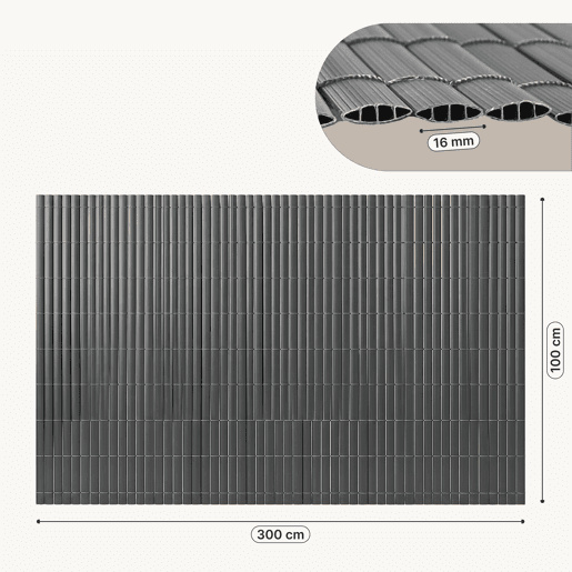 Tapete de privacidade para jardim Cefalu PVC 100x300cm 16 mm Antracite casa.pro