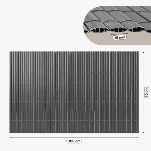 Tapete de privacidade para jardim Cefalu PVC 90x300cm 16 mm Antracite casa.pro