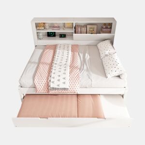 Cama gavetão de madeira maciça 140x190 cm,branco