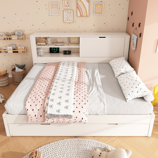 Cama gavetão de madeira maciça 140x190 cm,branco