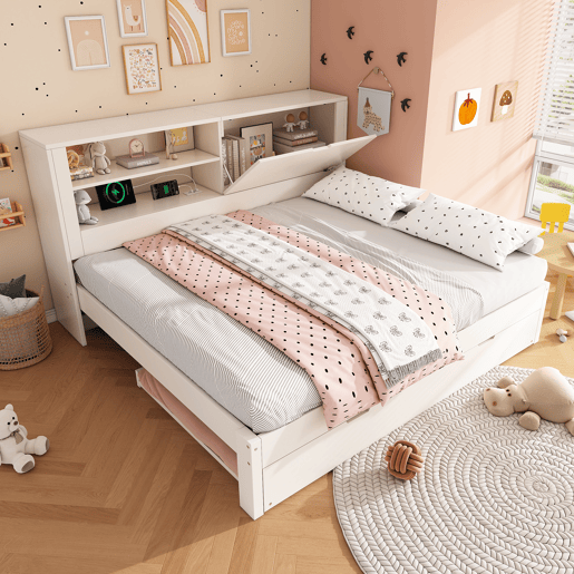 Cama gavetão de madeira maciça 140x190 cm,branco