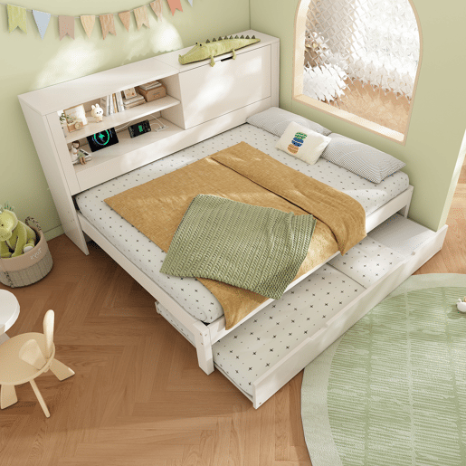 Cama gavetão de madeira maciça 140x190 cm,branco