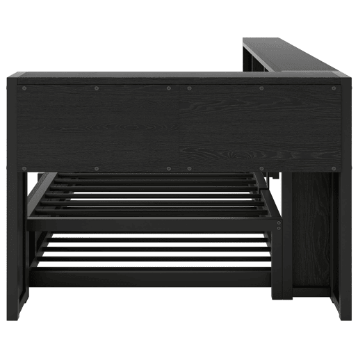 Cama metálica de dia 90x200 - com cama extra, arrumação, LED e USB - Preto
