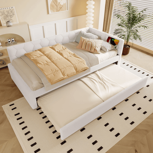 Cama tipo sofá-cama 90x200 - sofá-cama multifuncional, luz, USB, colchão não incluído - branco
