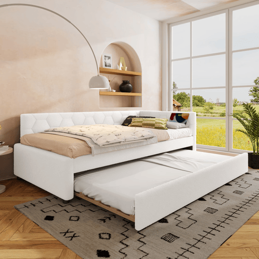 Cama tipo sofá-cama 90x200 - sofá-cama multifuncional, luz, USB, colchão não incluído - branco