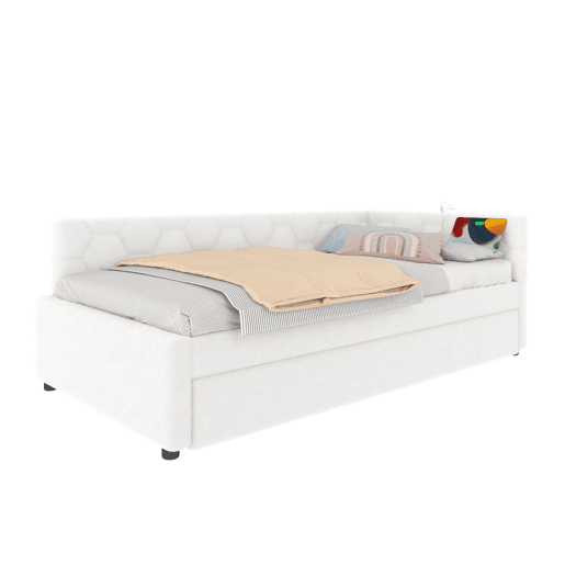 Cama tipo sofá-cama 90x200 - sofá-cama multifuncional, luz, USB, colchão não incluído - branco