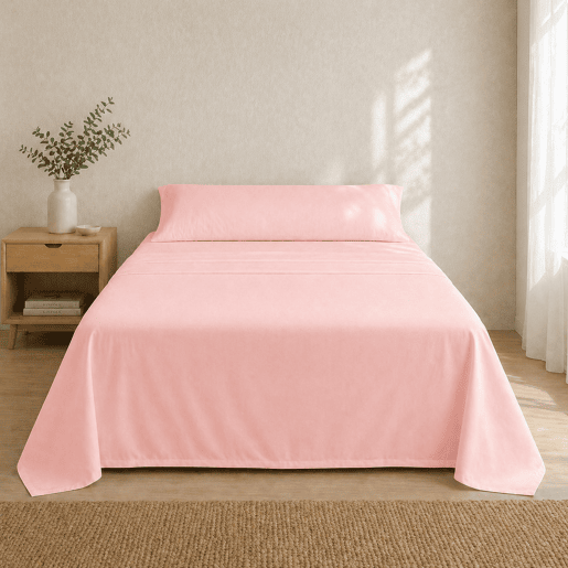 Jogo de Lençóis Rosa Cama de 90cm 144 Fios Donegal Collections