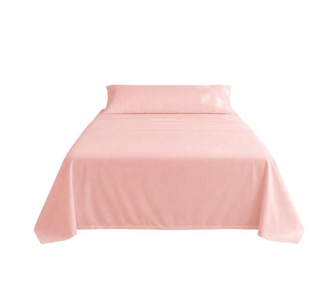 Juego de sábanas liso rosa cama 150cm 144 hilos donegal collections