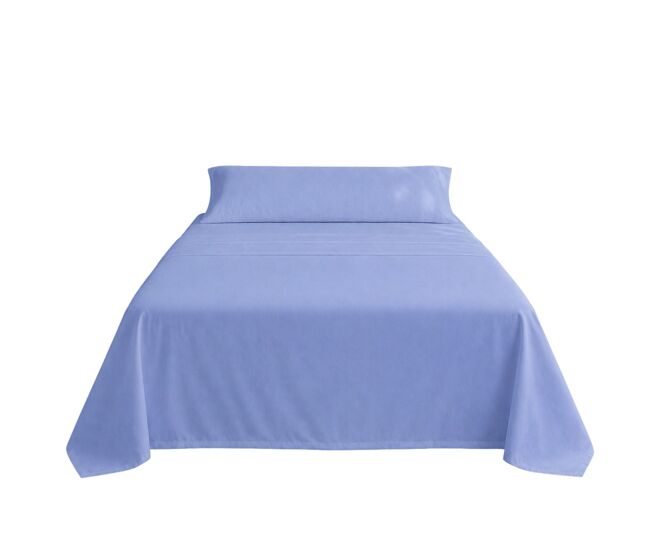 Juego de sábanas liso azul cama 150cm 144 hilos donegal collections