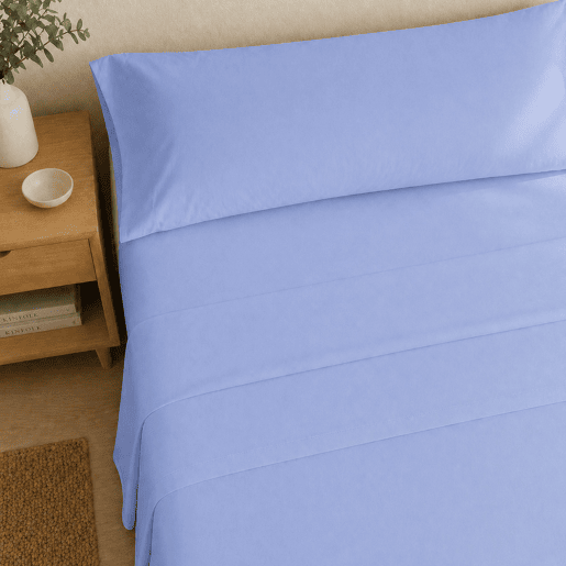 Jogo de Lençóis Azul Cama de 150cm 144 Fios Donegal Collections