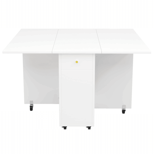 Conjunto de móveis de cozinha - com mesa dobrável e balcão, mesa móvel com rodízios, armário alto com espaço de arrumação - Branco