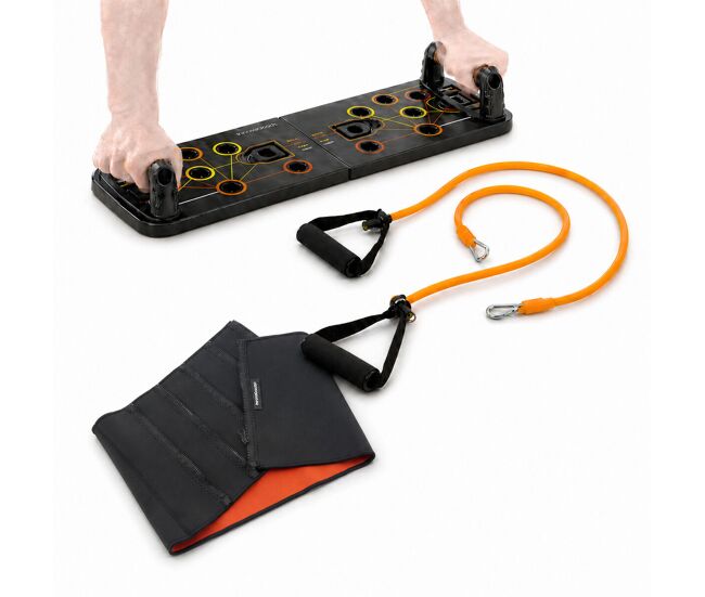 Pack tabla de flexiones, bandas elásticas y faja sauna innovagoods