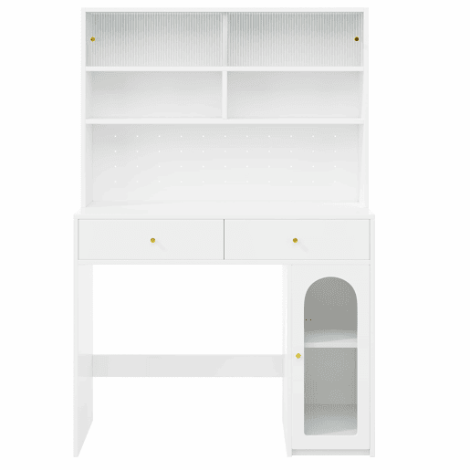 Móvel de cozinha + tamanho padrão - com balcão integrado, 2 gavetas, prateleira ajustável e espaço aberto - branco