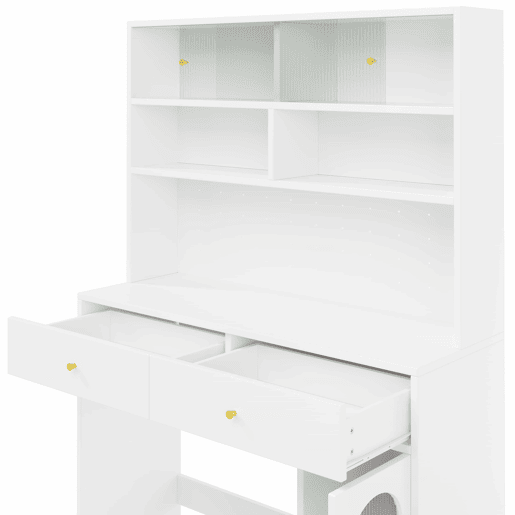 Móvel de cozinha + tamanho padrão - com balcão integrado, 2 gavetas, prateleira ajustável e espaço aberto - branco