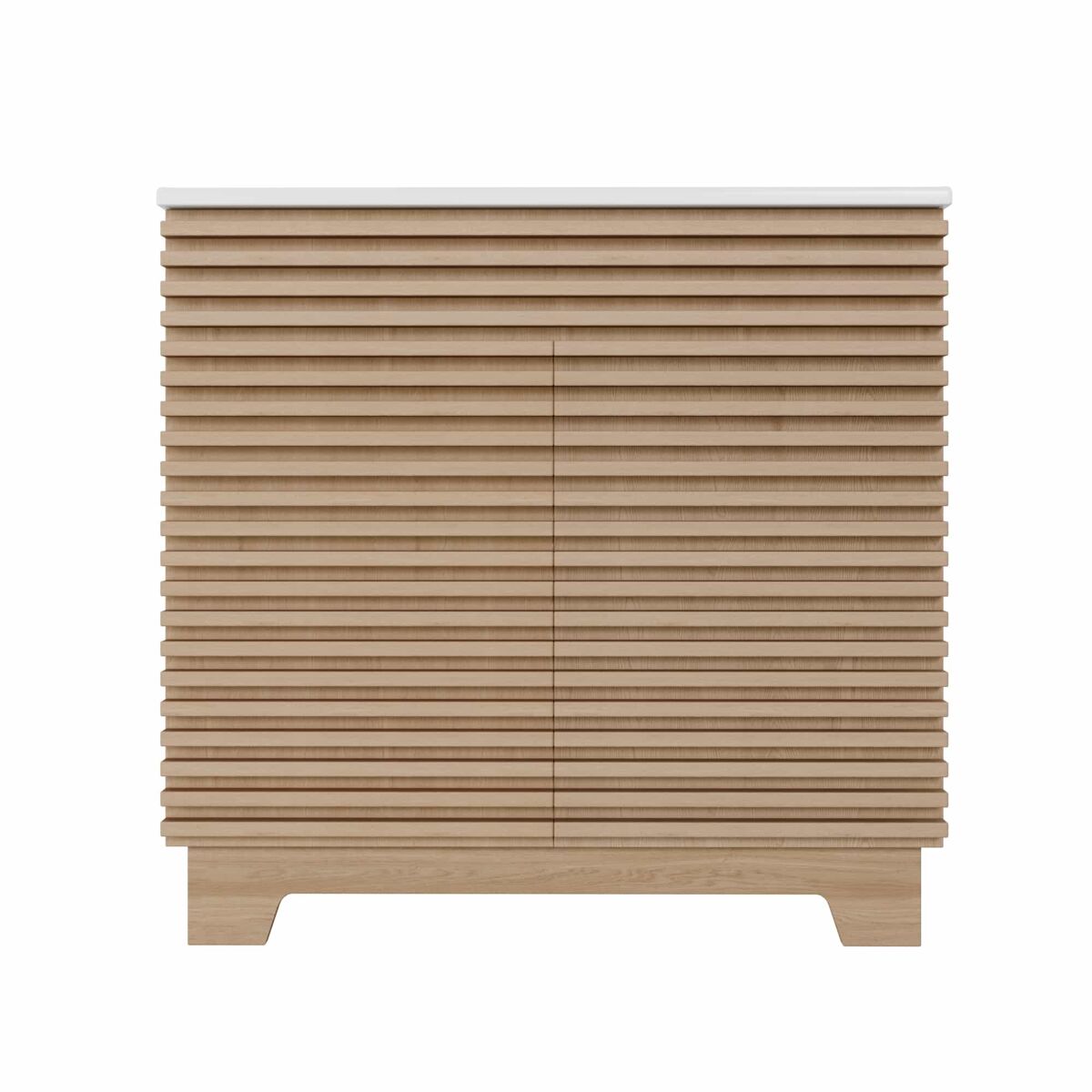 Mueble de baño con lavabo 91x46x86,5 cm - armario de doble puerta con cierre suave, estantes integrados, diseño 3d y patas altas - color natural