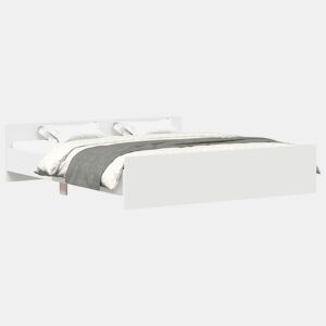 Estrutura de Cama de casal moderno para adultos com cabeceira e apoio pés 160x200 cm branco