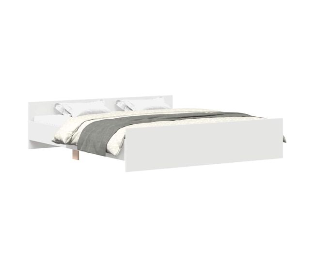 Estructura de cama doble matrimonial con cabecero y piecero blanco 160x200 cm