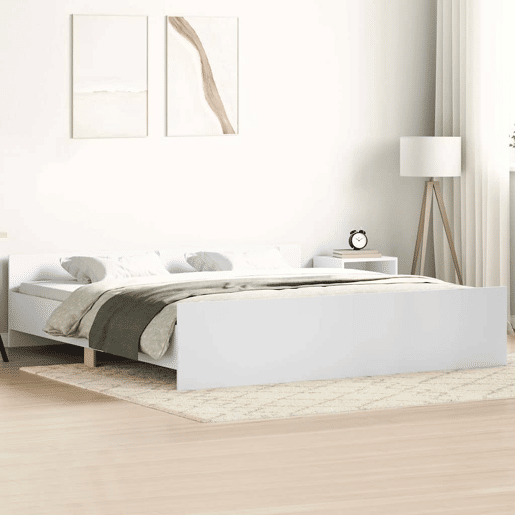 Estrutura de Cama de casal moderno para adultos com cabeceira e apoio pés 160x200 cm branco