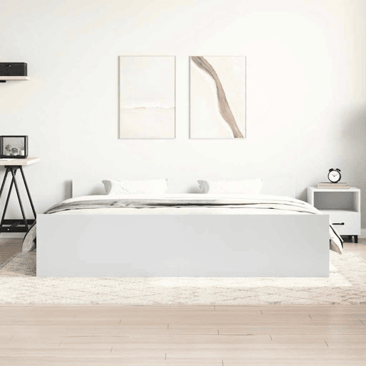 Estrutura de Cama de casal moderno para adultos com cabeceira e apoio pés 160x200 cm branco