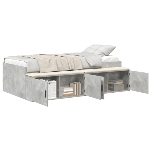 Estrutura de cama de solteiro para adultos Cinzento 70 x 190 cm Madeira processada