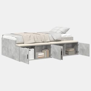 Estrutura de cama de solteiro para adultos Cinzento 70 x 190 cm Madeira processada