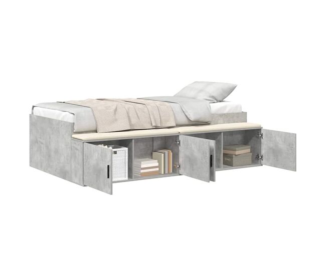 Estructura de cama individual para adultos con cajón Gris Concreto 70 x 190 cm
