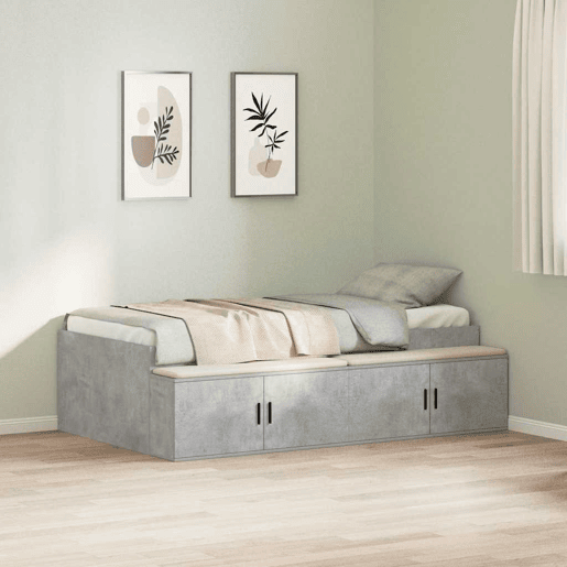 Estrutura de cama de solteiro para adultos Cinzento 70 x 190 cm Madeira processada