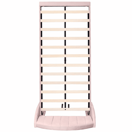 Cama estofada em veludo com estrado de ripas 90x200 cm - Rosa