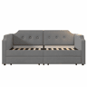 Sofá-cama de veludo 90x200 cm - com função de carga e LED - com base de ripas - Cinzento