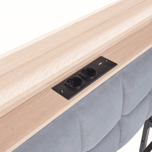Sofá-cama 90x200 cm - Com 2 gavetas, candeeiro de cabeceira LED, portas USB e Tipo-C - Cinza claro Sofá-cama 90x200 cm - Com 2 gavetas, candeeiro de cabeceira LED, portas USB e Tipo-C - Cinza claro