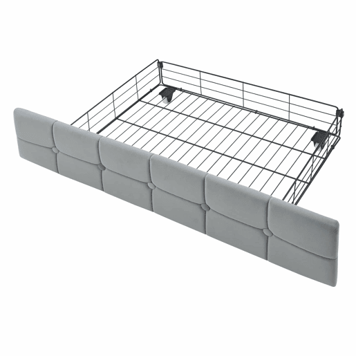 Sofá-cama 90x200 cm - Com 2 gavetas, candeeiro de cabeceira LED, portas USB e Tipo-C - Cinza claro Sofá-cama 90x200 cm - Com 2 gavetas, candeeiro de cabeceira LED, portas USB e Tipo-C - Cinza claro