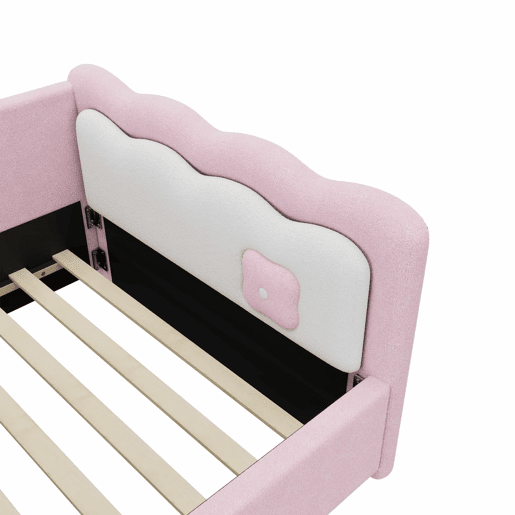 Sofá-cama 90x200 cm com LED e estrado de ripas - Rosa Sofá-cama 90x200 cm com LED e estrado de ripas - Rosa