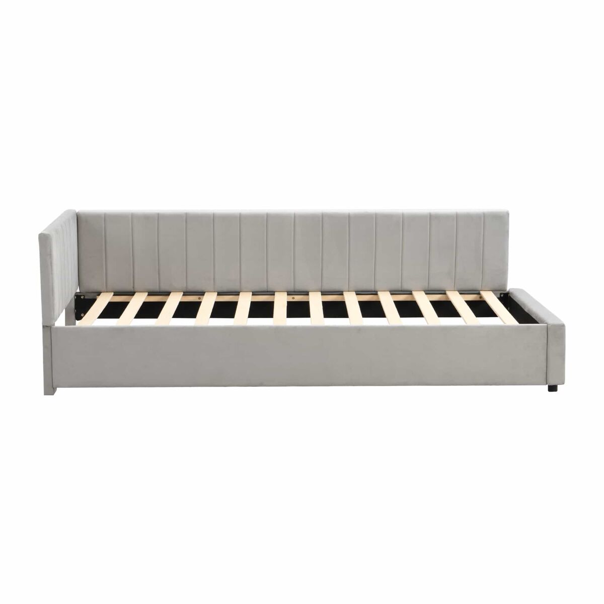 Sofá cama 90x200 - multifuncional con somier, tela de terciopelo amigable con la piel - gris