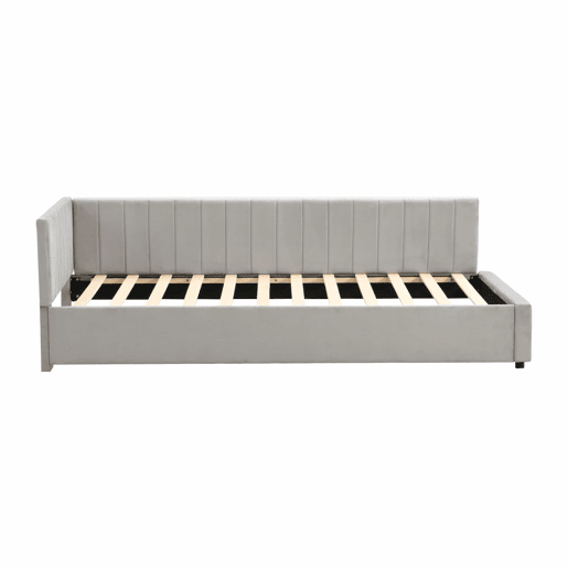 Sofá-cama 90x200 - Multifuncional com estrado, tecido de veludo suave para a pele - Cinza