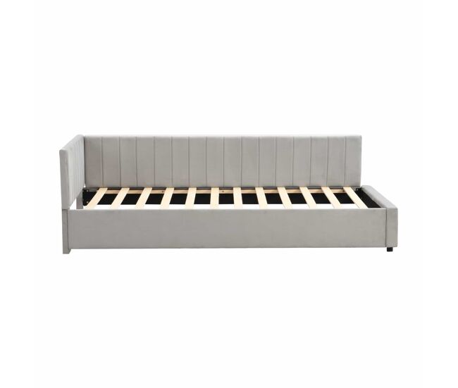 Sofá cama 90x200 - multifuncional con somier, tela de terciopelo amigable con la piel - gris