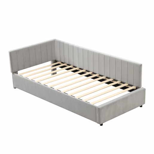 Sofá-cama 90x200 - Multifuncional com estrado, tecido de veludo suave para a pele - Cinza