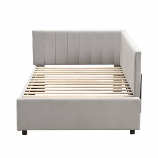 Sofá-cama 90x200 - Multifuncional com estrado, tecido de veludo suave para a pele - Cinza