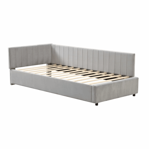 Sofá-cama 90x200 - Multifuncional com estrado, tecido de veludo suave para a pele - Cinza
