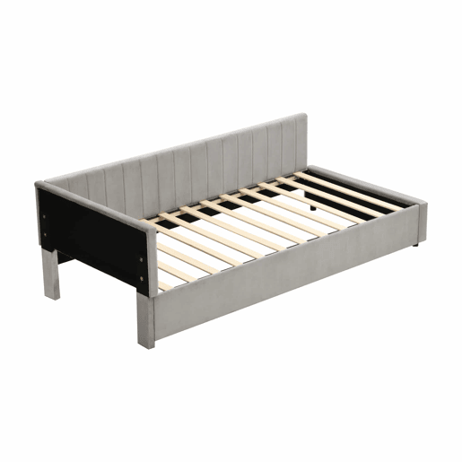 Sofá-cama 90x200 - Multifuncional com estrado, tecido de veludo suave para a pele - Cinza